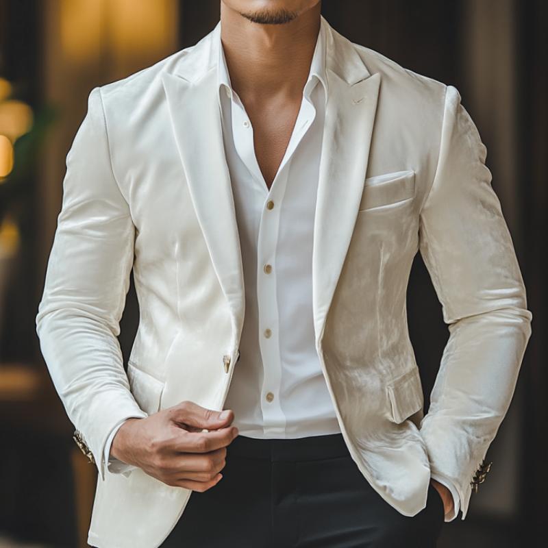 Classic Casual Single-Breasted Slim Fit Velvet Blazer
