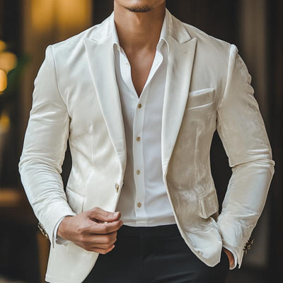 Classic Casual Single-Breasted Slim Fit Velvet Blazer