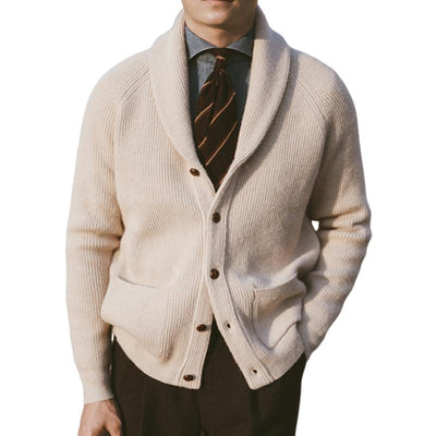 Men's Simple Solid Color Lapel Button Knit Cardigan 42807337U