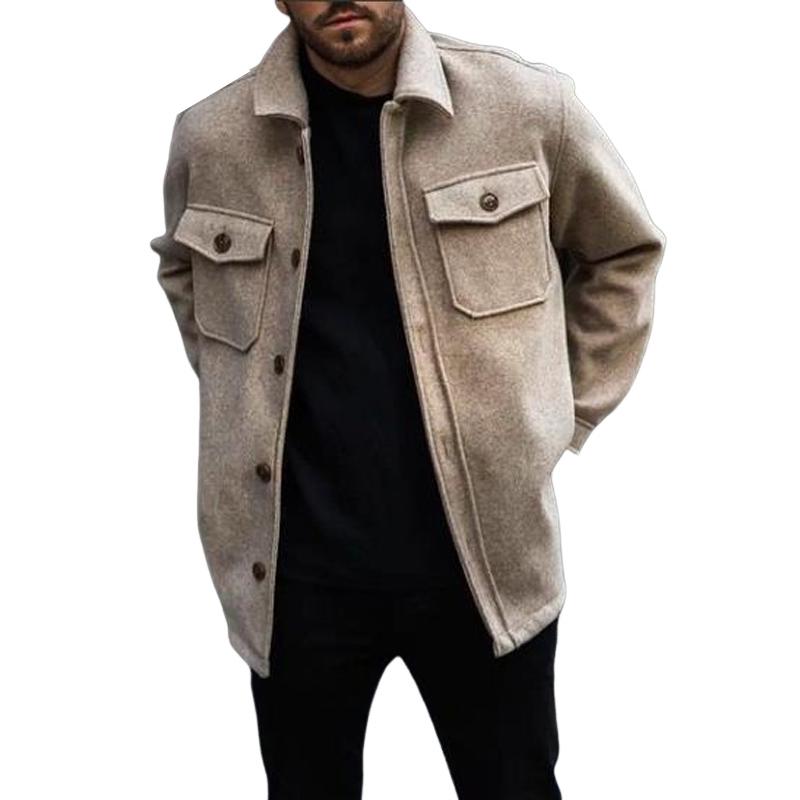 Men's Solid Lapel Button Jacket