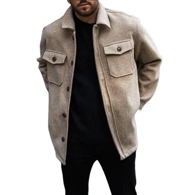 Men's Solid Lapel Button Jacket
