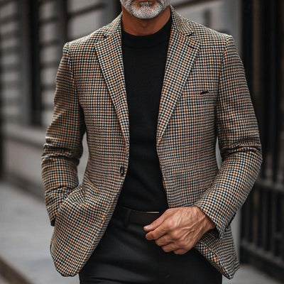 Vintage Check Lapel Single Breasted Blazer