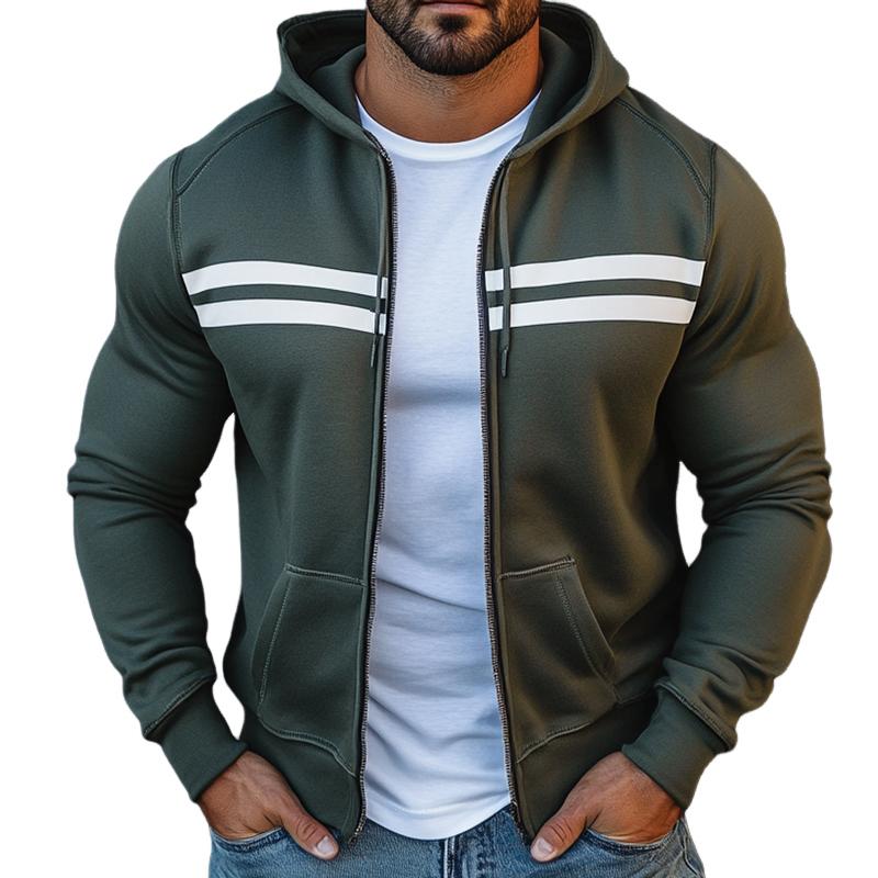 Men's Retro Casual Colorblock Sports Hooded Jacket