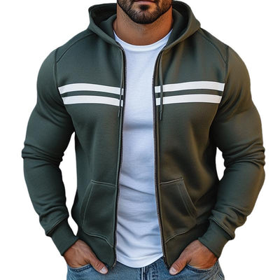 Men's Retro Casual Colorblock Sports Hooded Jacket