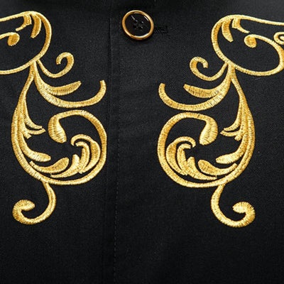 Vintage Stand Collar Embroidered Slim Fit Single Breasted Blazer