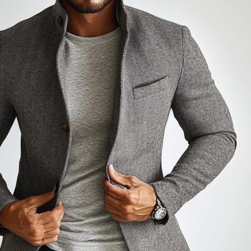 Vintage Herringbone Single Breasted Lapel Blazer