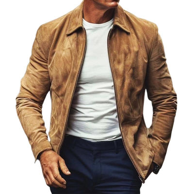 Men's Vintage Casual Suede Lapel Zipper Jacket