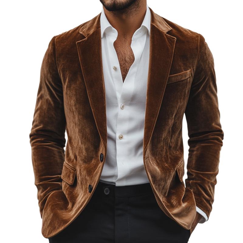 Vintage Casual Velvet Single Breasted Blazer