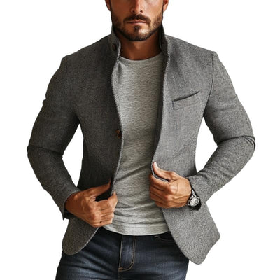 Vintage Herringbone Single Breasted Lapel Blazer