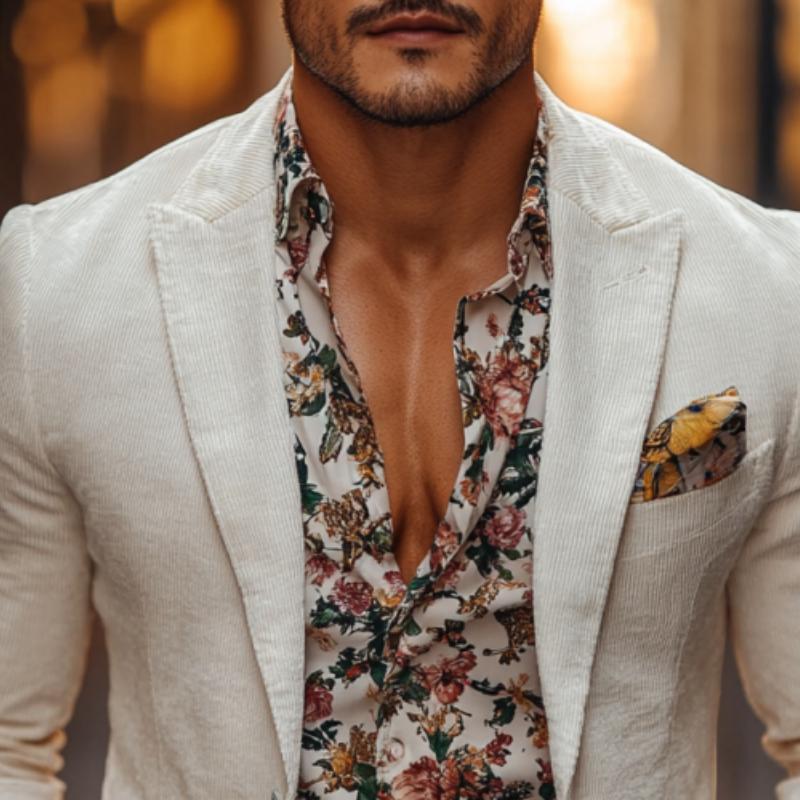 Classic Casual Single-Breasted Slim Fit Corduroy Blazer