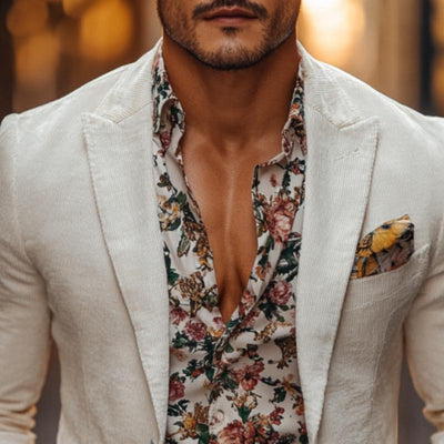 Classic Casual Single-Breasted Slim Fit Corduroy Blazer