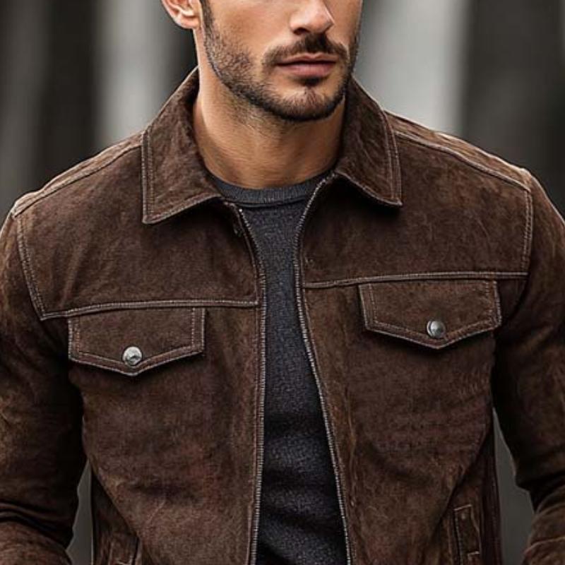 Men's Classic Casual Slim Fit Suede Jacket