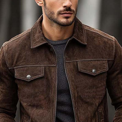 Men's Classic Casual Slim Fit Suede Jacket