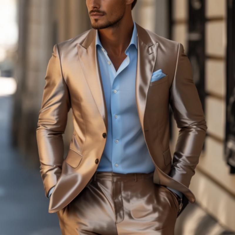 Classic Casual Slim Fit Solid Color Satin Blazer