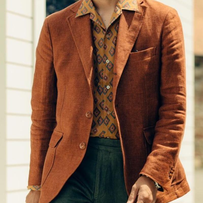 Casual Cotton Linen Lapel Single-breasted Slim-fit Blazer