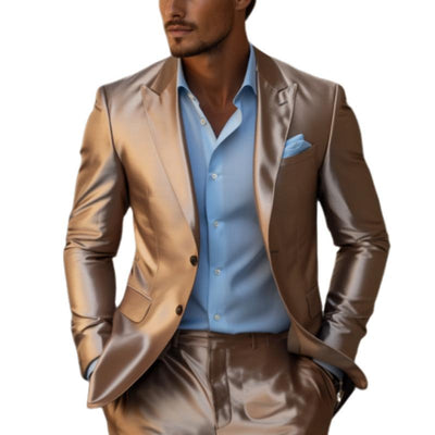 Classic Casual Slim Fit Solid Color Satin Blazer
