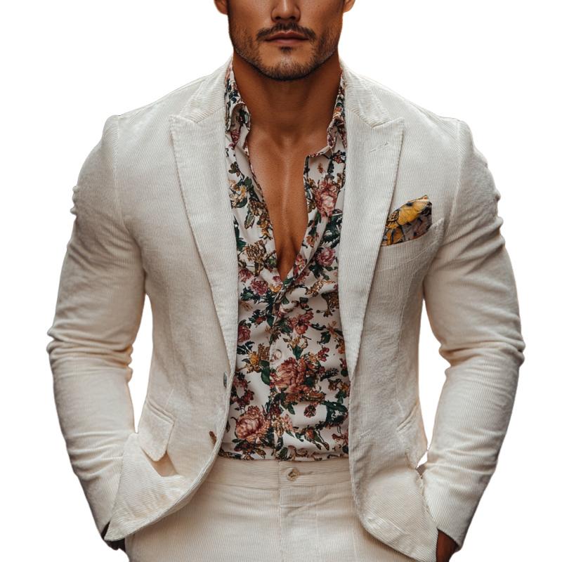 Classic Casual Single-Breasted Slim Fit Corduroy Blazer