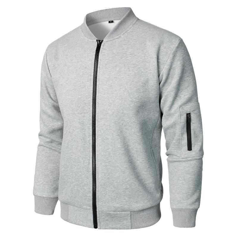 Men's Retro Casual Solid Color Zipper Baseball Jacket