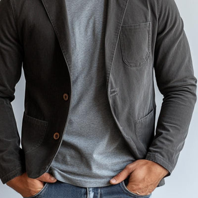 Vintage Casual Cotton Lapel Single Breasted Blazer