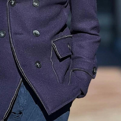 Men's Retro Casual Solid Color Stitching Hooded Jacket