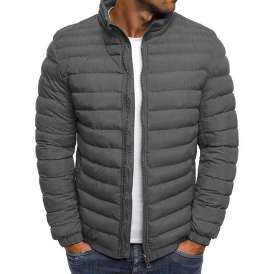 Men's Casual Stand Collar Long Sleeve Padded Jacket