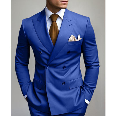 Solid Color Double Breasted Blazer