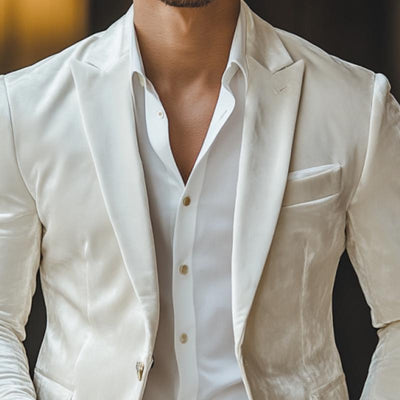 Classic Casual Single-Breasted Slim Fit Velvet Blazer
