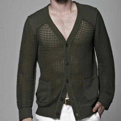 Men's Casual Fashionable Slim Fit V-neck Knitted Cardigan 94532226K