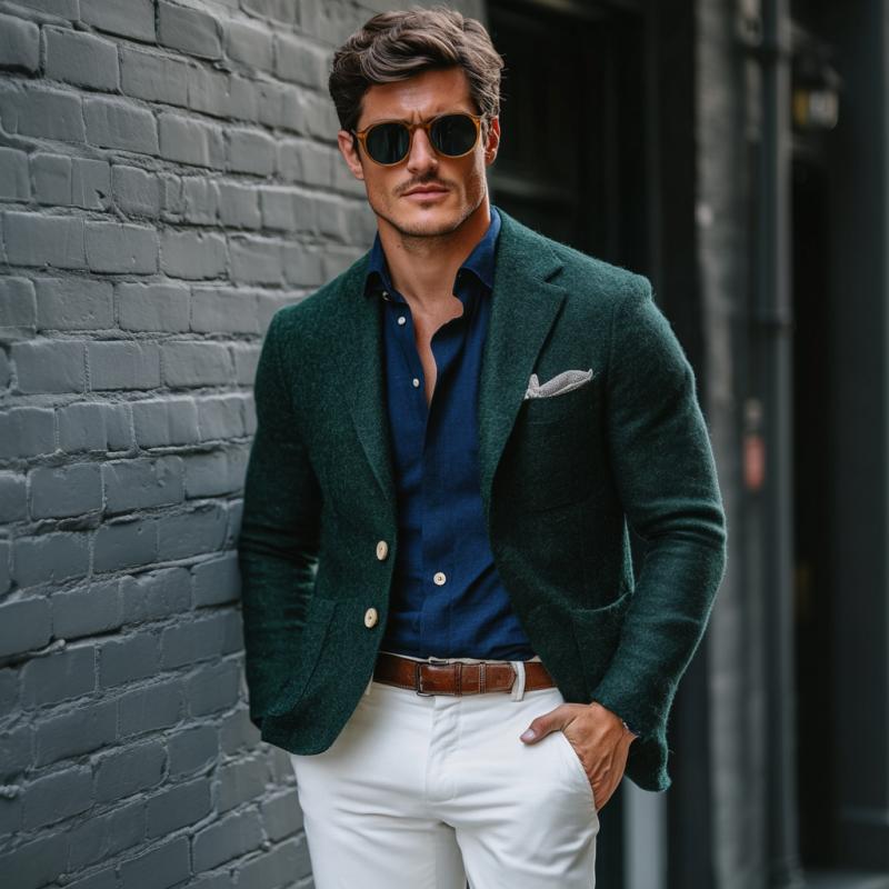 Vintage Woolen Notch Lapel Single-breasted Slim-fit Blazer