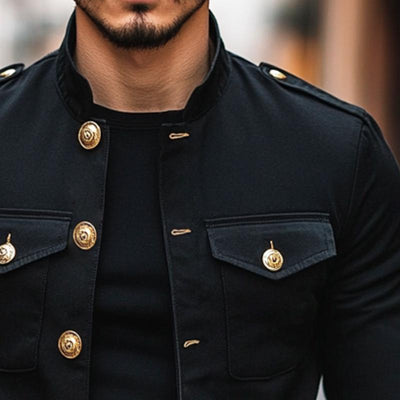 Men's Vintage Casual Solid Lapel Button Jacket