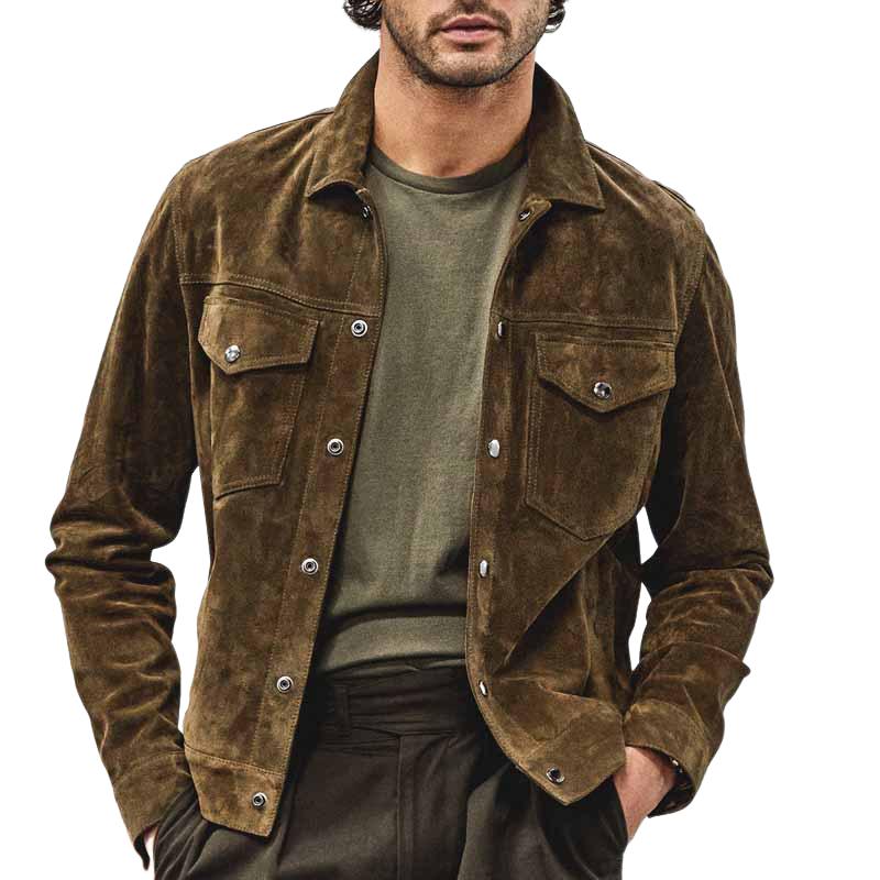 Men's Vintage Suede Button Jacket