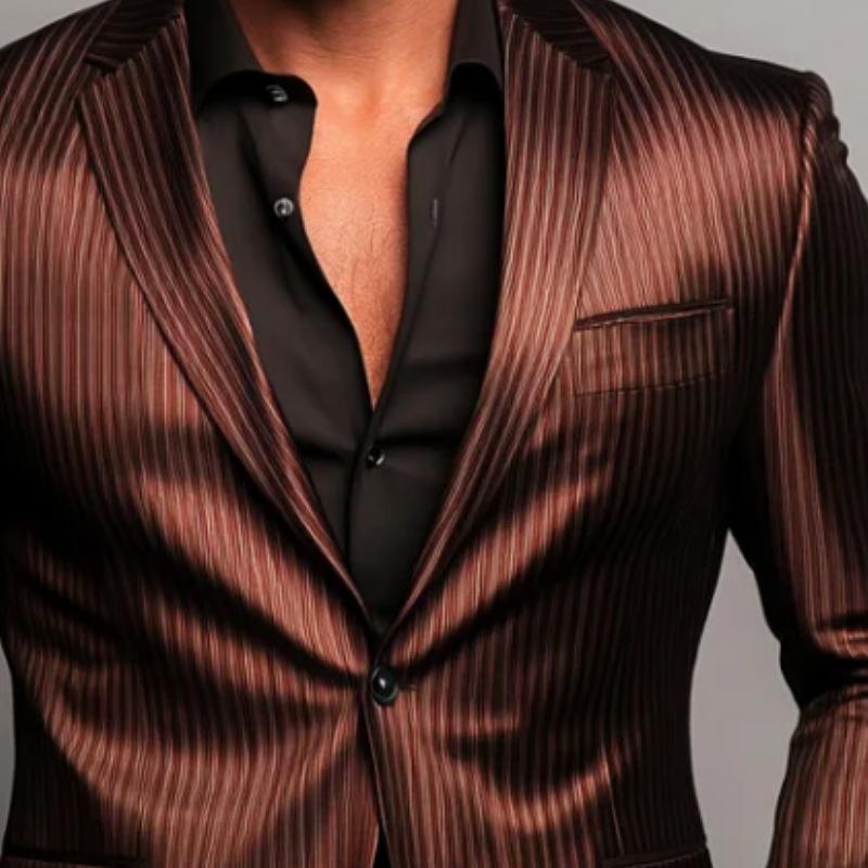 Stylish Striped Satin Single Button Blazer