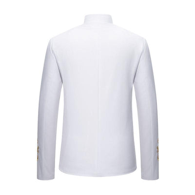Vintage Stand Collar Embroidered Slim Fit Single Breasted Blazer