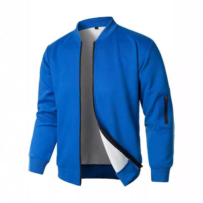 Men's Retro Casual Solid Color Zipper Baseball Jacket