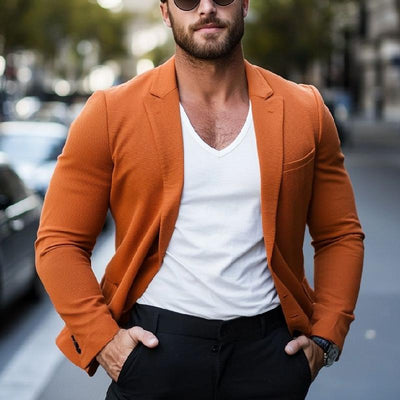 Stylish Solid Color Single Button Blazer