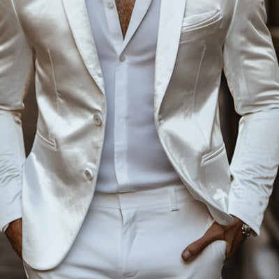 Classic Casual Slim Fit Solid Color Satin Blazer