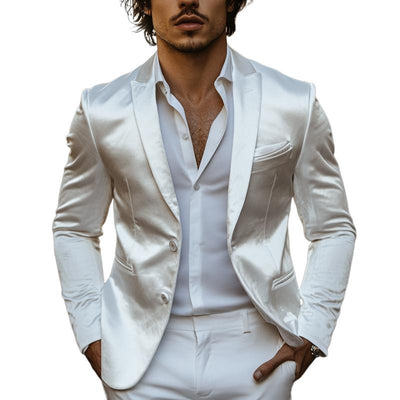 Classic Casual Slim Fit Solid Color Satin Blazer