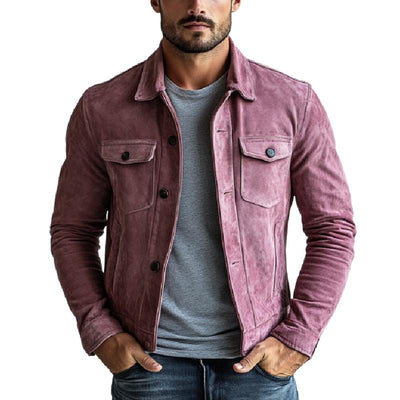 Men's Vintage Suede Multi Pocket Single Breasted Jacket