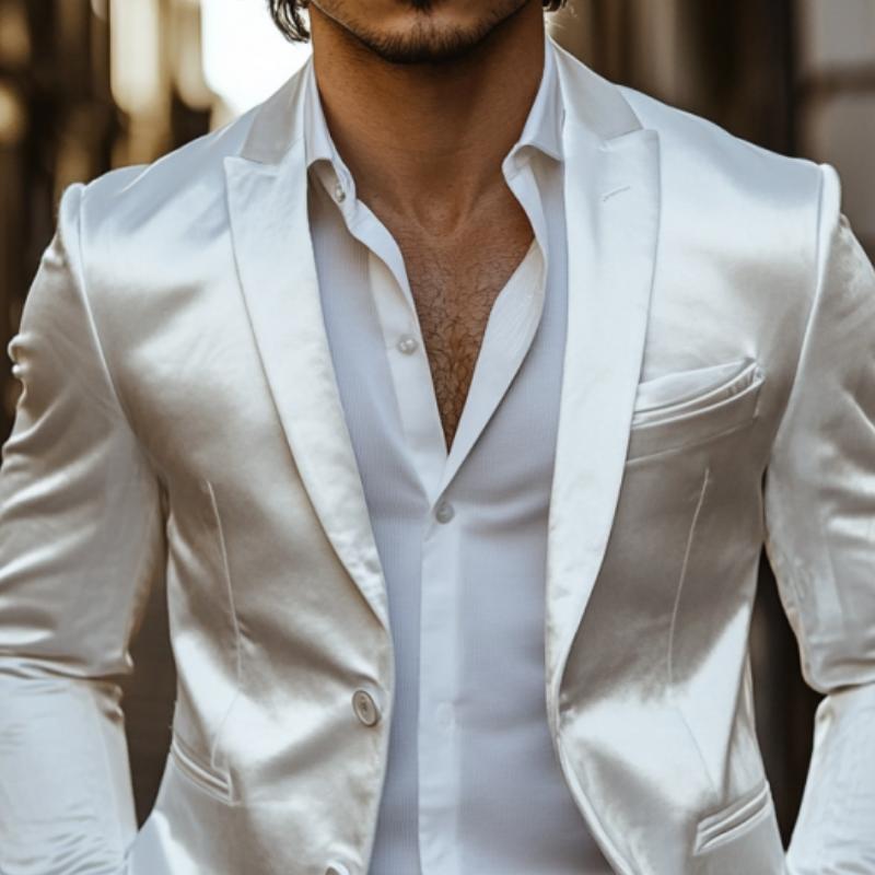 Classic Casual Slim Fit Solid Color Satin Blazer
