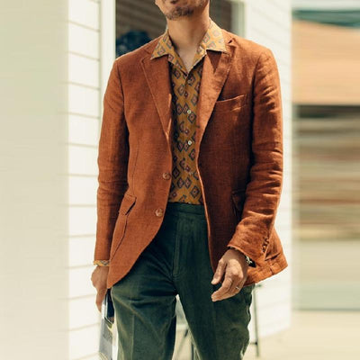 Casual Cotton Linen Lapel Single-breasted Slim-fit Blazer