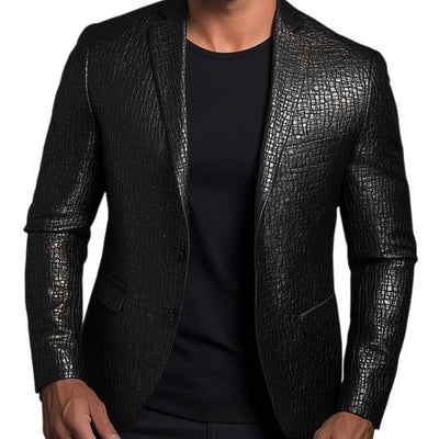 Classic Lapel Two-button Nubuck Leather Blazer