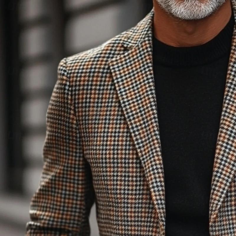 Vintage Check Lapel Single Breasted Blazer