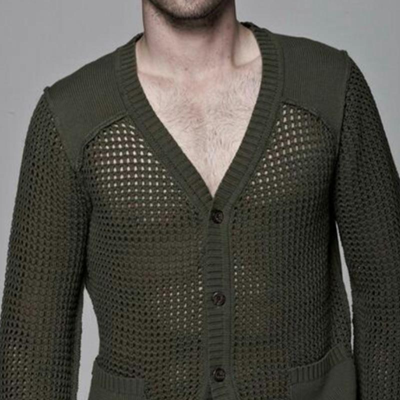 Men's Casual Fashionable Slim Fit V-neck Knitted Cardigan 94532226K
