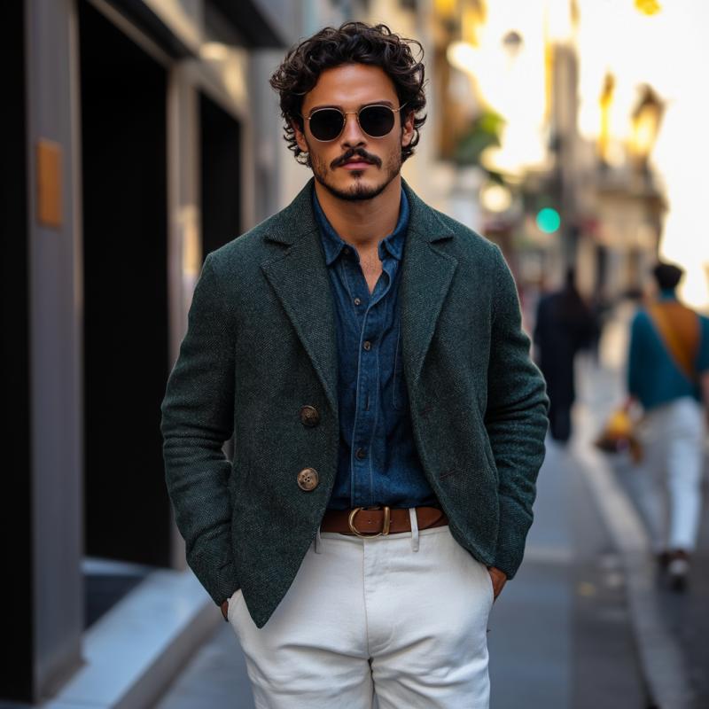 Vintage Wool Blend Notch Lapel Single Breasted Loose Blazer