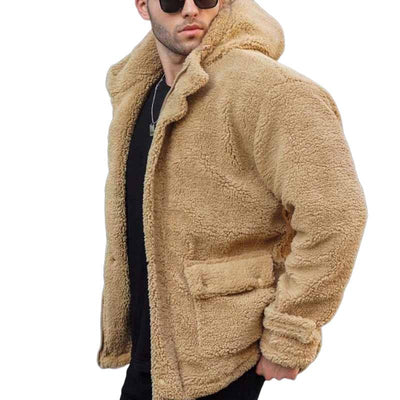 Men's Retro Hooded Thick Polar Fleece Jacket