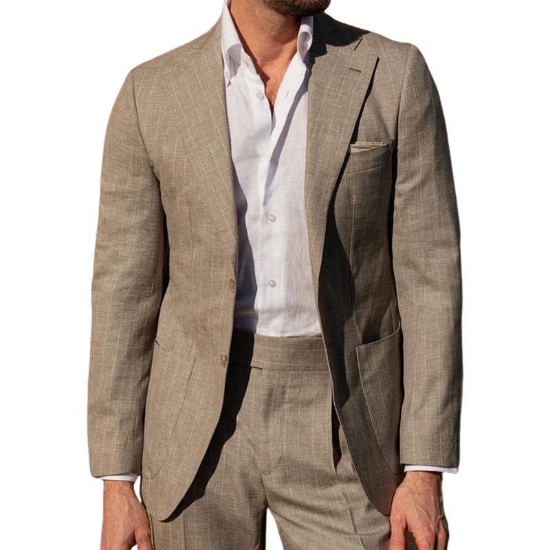 Retro Vertical Stripe Two-Button Blazer