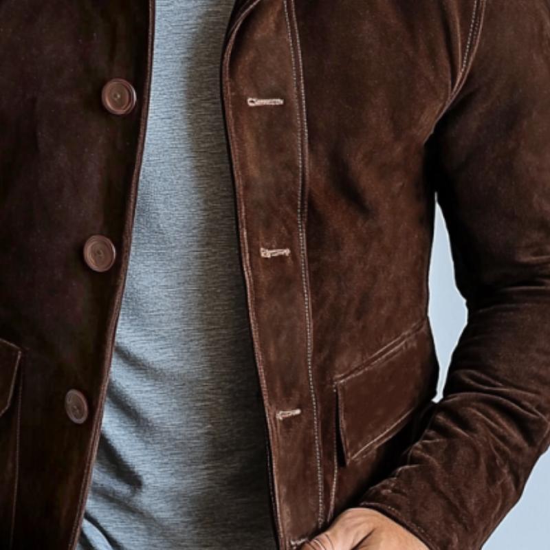 Men's Vintage Suede Single Breasted Lapel Jacket