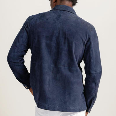 Men's Solid Suede Lapel Chest Pocket Jacket