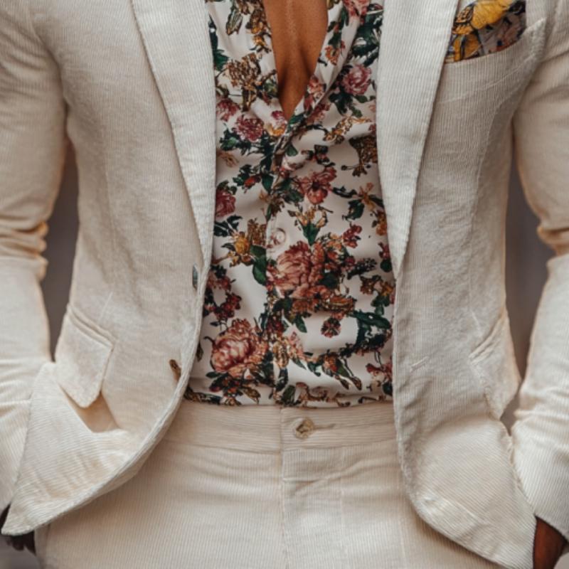 Classic Casual Single-Breasted Slim Fit Corduroy Blazer