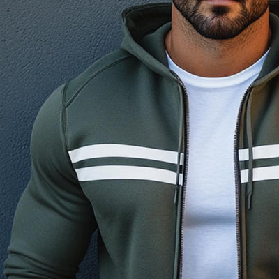 Men's Retro Casual Colorblock Sports Hooded Jacket